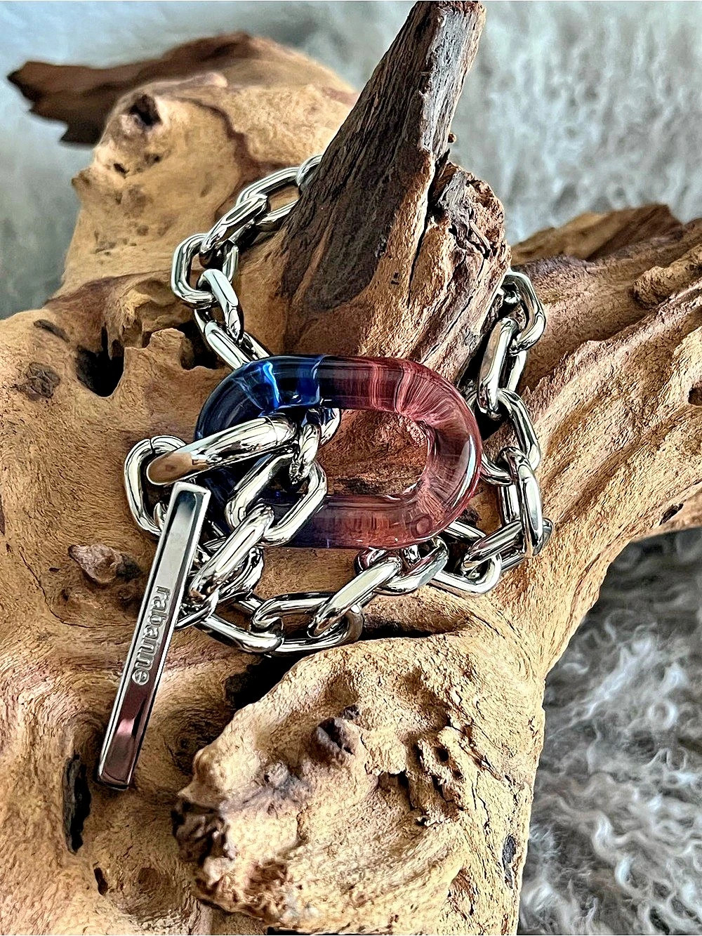Authentic Rabanne XL Link
Tie-Dye Resin & Silver Chain Toggle Bracelet